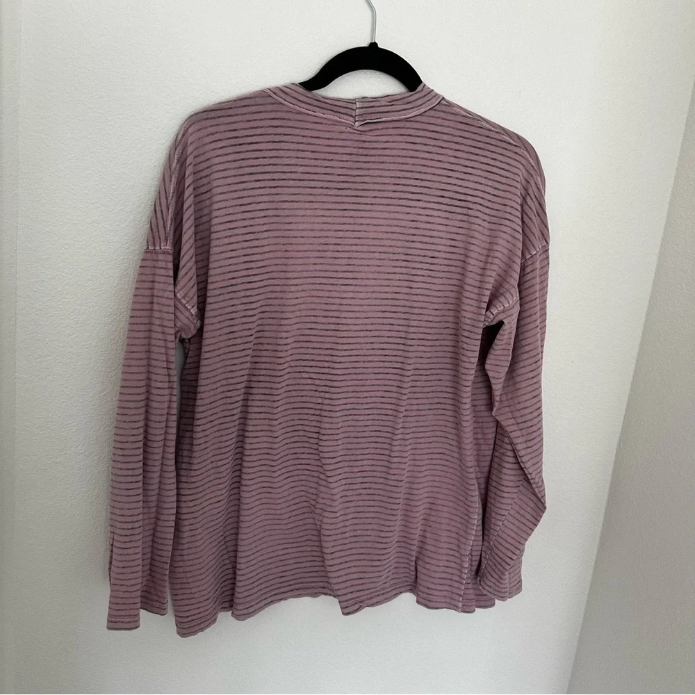 Free People Be Free Striped Long Sleeve Shirt Size XS Purple Women’s 100% Cotton